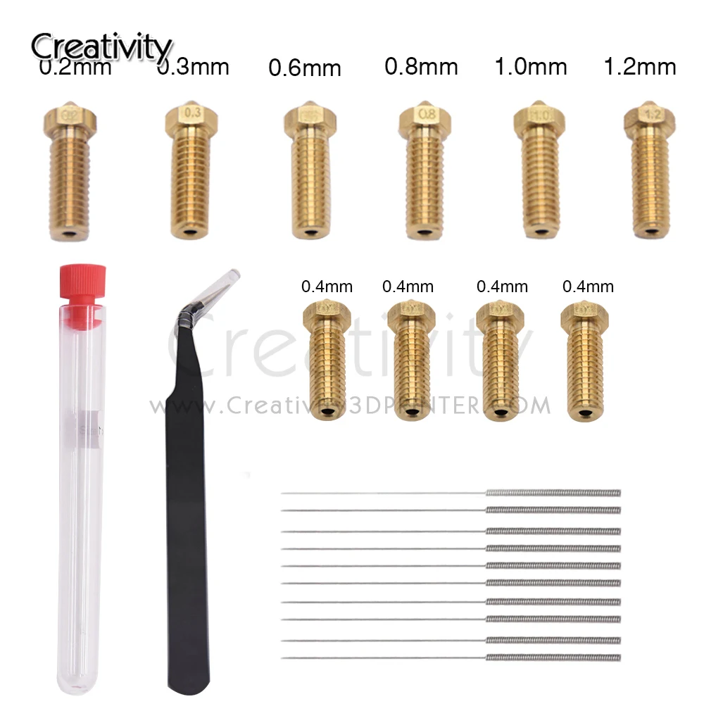 

Volcano Nozzles Sidewinder X1 AND Genius Cleaning Needles Nozzle Kit for 1.75mm Filament 3D Printer Nozzle Cleaning Kit