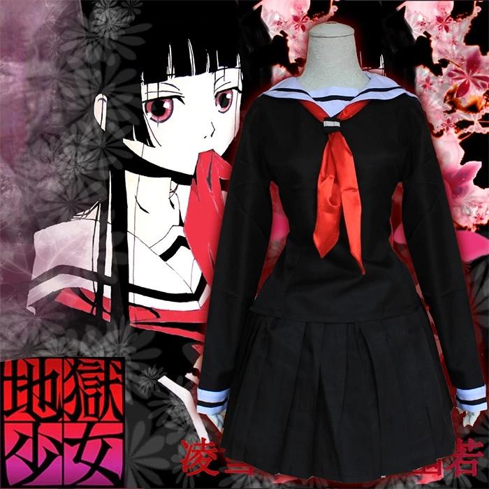 

Anime Hell Girl COSPLAY Enma Ai Halloween Play-role Student Clothes Sailor Uniform Costumes