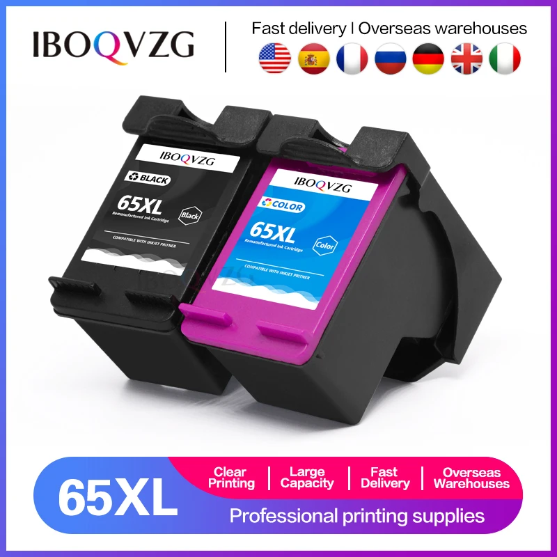 

IBOQVZG Восстановленный картридж для чернил, замена для HP 65 65XL 65 XL для использования с Envy 5055 5052 5058 DeskJet 2622 2624 2652