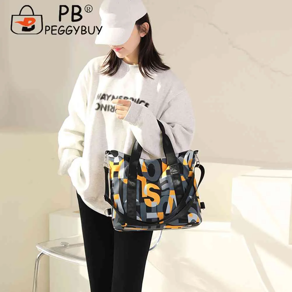 

Сумка-тоут женская через плечо, водонепроницаемый нейлоновый саквояж на плечо, дорожный вместительный чемоданчик с надписью для девушек