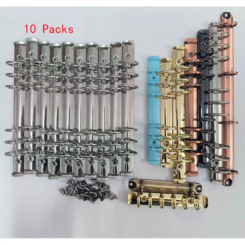 

10 шт., механический блокнот «сделай сам», 6-кольцевой механизм, A4 B5 A5 A6 A7, зажим для переплета золото, серебро, бронза, черный