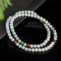 hot selling natural hand carve jade three color round beads necklace pendant fashion jewelry men women luck gifts amulet