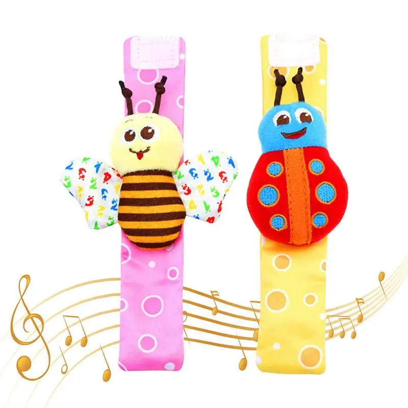 

2Pcs Baby Toys 0-6 Months Cute Stuffed Animals Baby Rattle Socks Wrist Baby Rattles Newborn Toys Make Sounds Games Kids Gifts