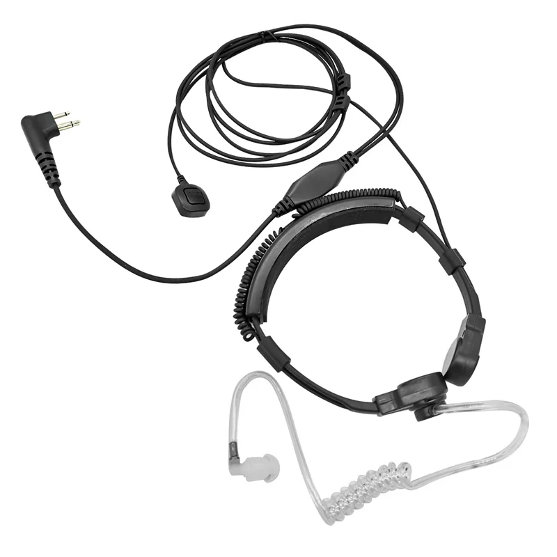 2 Pin Flexible Throat Earphone Finger Mic Laryngofon Air Tube Headset Earpiece for Motorola Walkie Talkie Two Way Radios