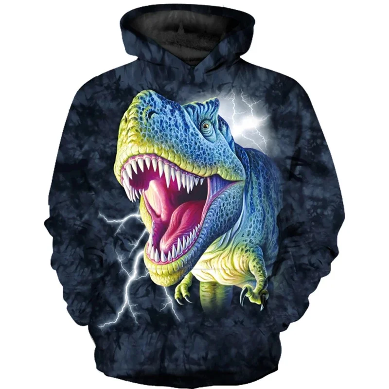 

2021 Street Fashion Sweatshirt Men's Sweatshirt Autumn Hooded Personality Hoodie 3D Dinosaur Printed Casual Men's Sweatshirt