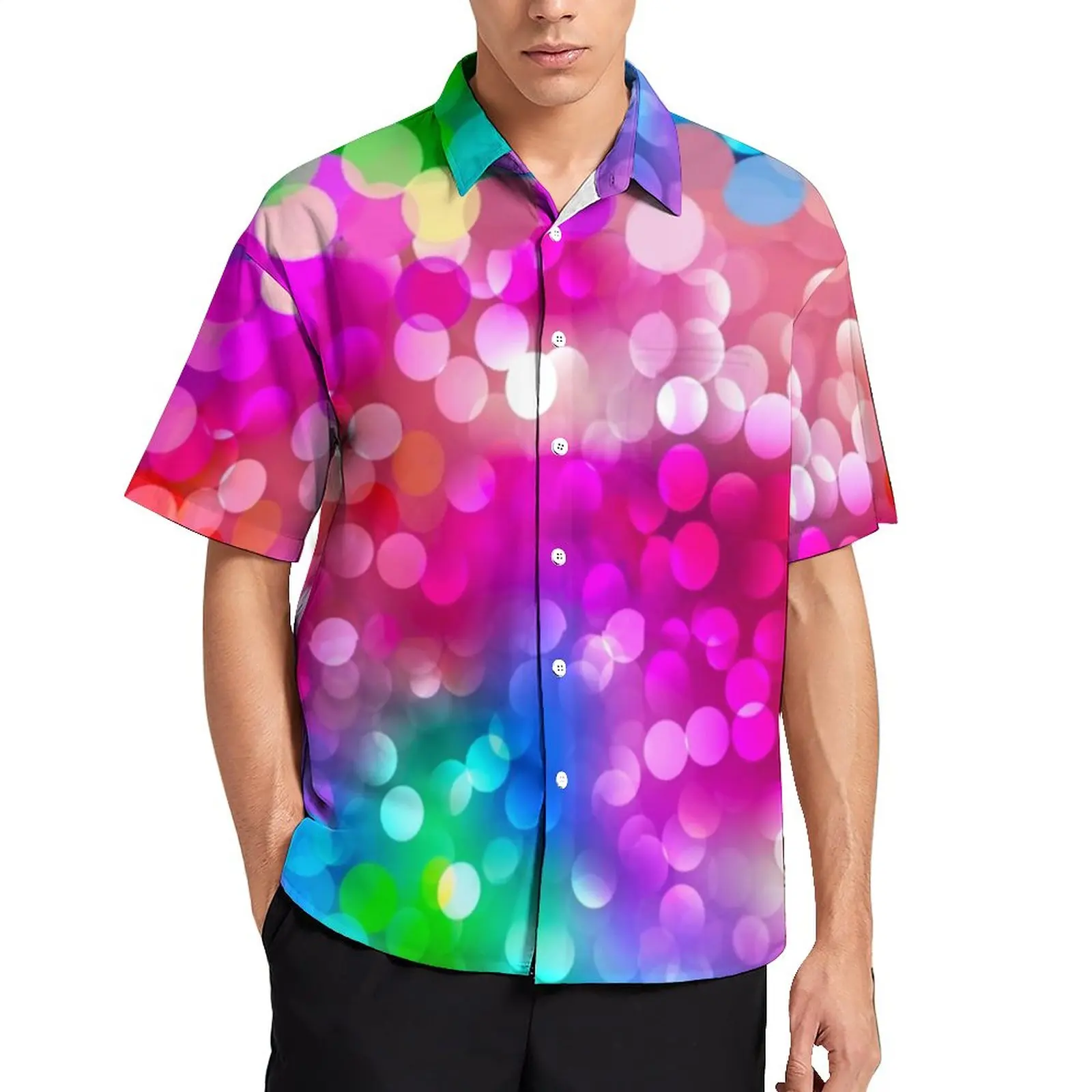

Гавайская Повседневная рубашка для отпуска с абстрактным рисунком дискотеки каток, модные мужские блузки с коротким рукавом, дизайнерский ...
