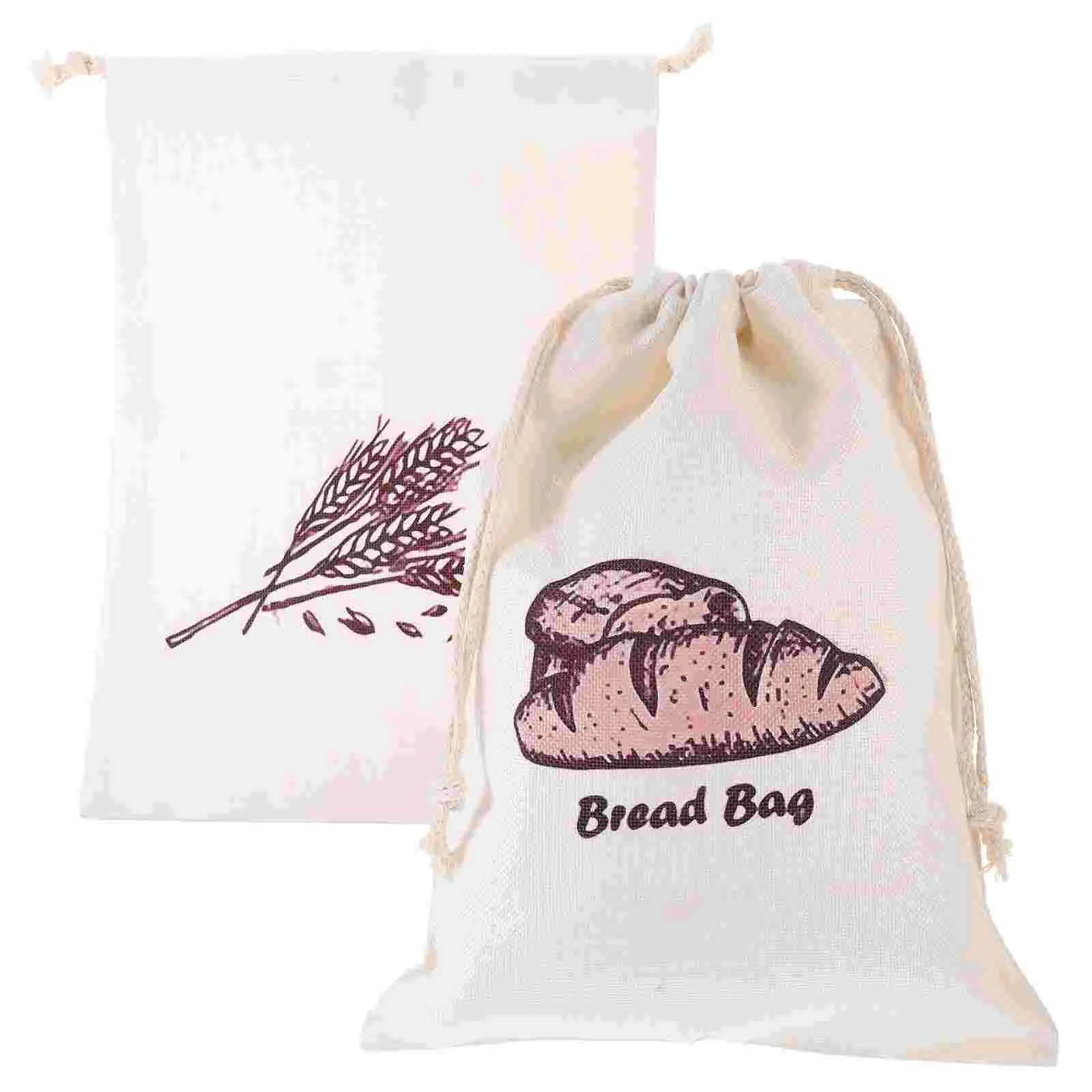 

2 Pcs Bread Bags Baking Food Linen Packing Pastry Pouches Reusable Flax Shopping