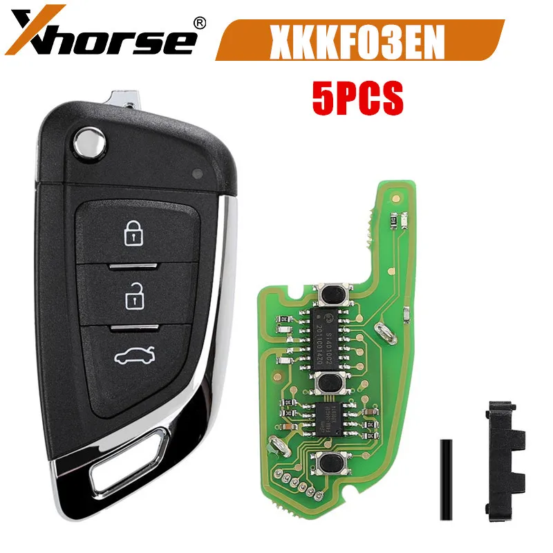 

5PCS Xhorse XKKF03EN Wire Universal Remote Key 3 Buttons Flip Type