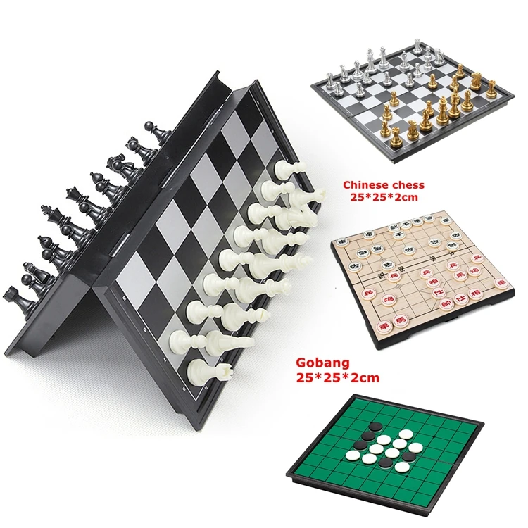 Folding Chinese Chess Set Magnetic International Chess Set Backgammon Checkers Travel Games Board  Entertainment Mini Board Game