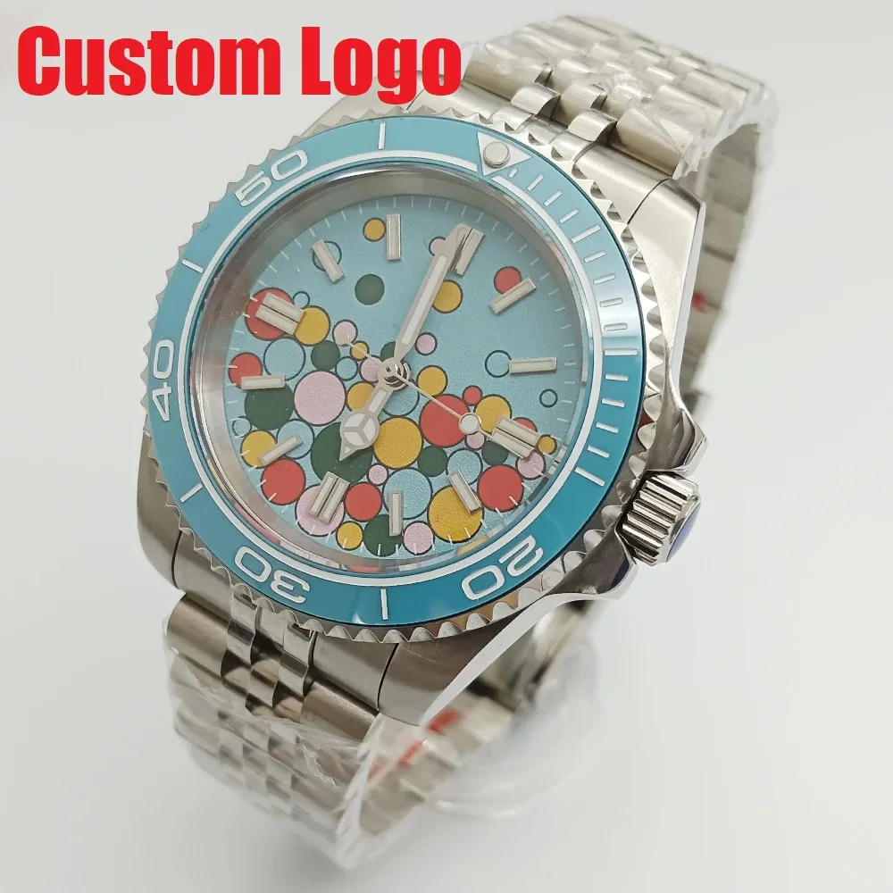 Часы механические DEBERT NH35 с голубым циферблатом 40 мм