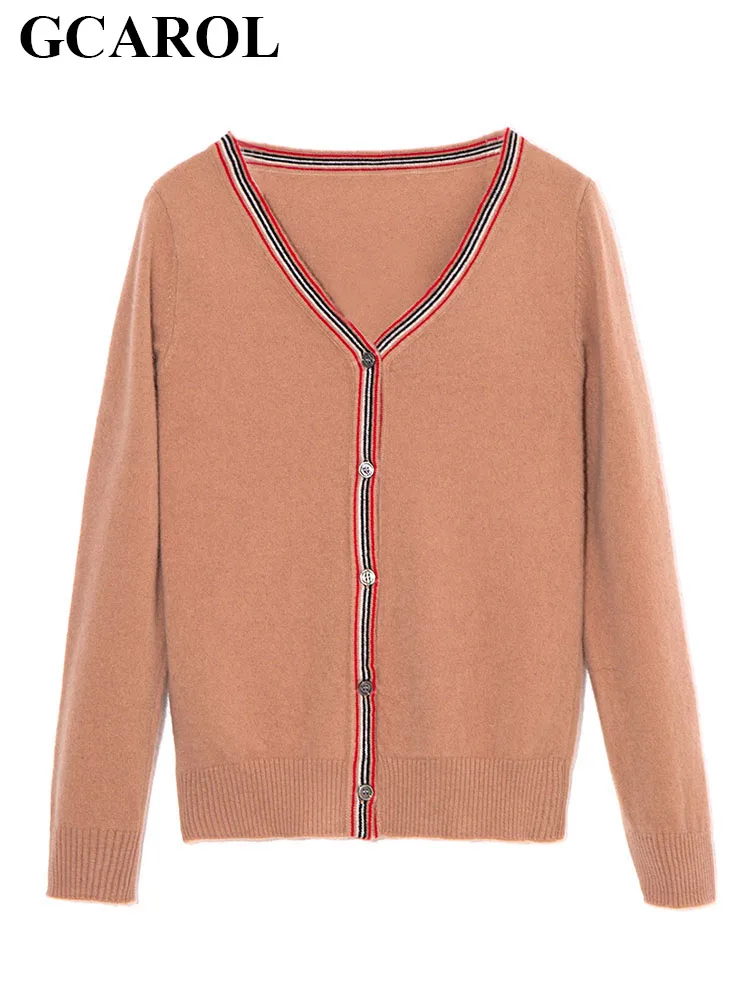 

Женский вязаный кардиган GCAROL, теплый винтажный кардиган с v-образным вырезом, имитация шерсти, Осень-зима