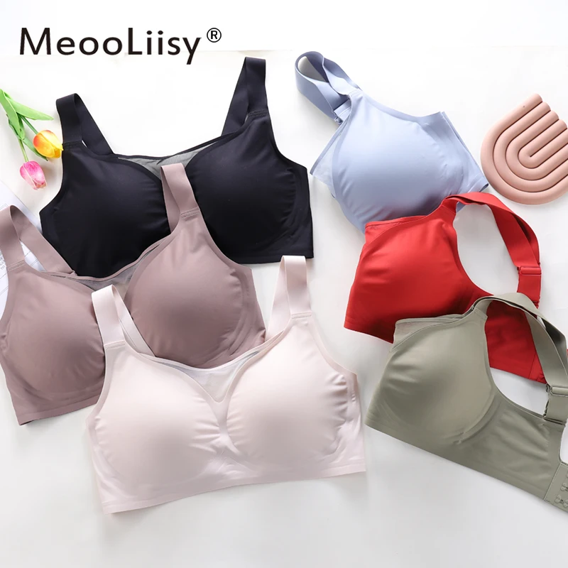 Meooliisy 2PCS/Set SUJI Summer Plus Size Ultra-thin Tube Top Bras for Women Minimizer Wire Free Underwear Seamless Lingerie 4XL