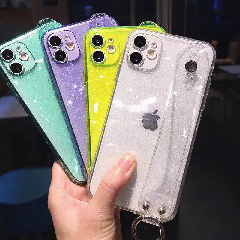 

Прозрачный Блестящий Флуоресцентный чехол-подставка для телефона iPhone 11 Pro Max X XS MAX XR 7 8 Plus SE, противоударный мягкий чехол