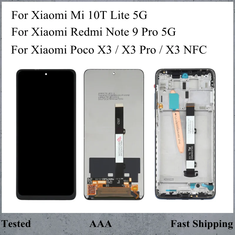 

Оригинальный дисплей для Xiaomi Mi 10T Lite 5G Poco X3 Pro, ЖК-экран с дигитайзером и рамкой для замены для Redmi Note 9 Pro 5G