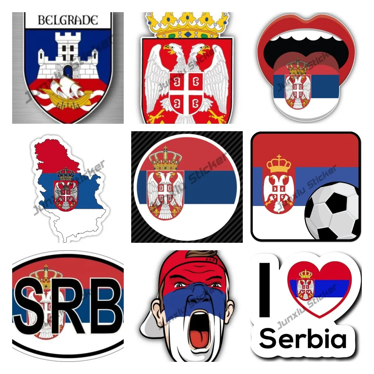 

Creative Serbia Map Flag Car Sticker Serbia Country Code SRB Shield PVC Decal for Motocross Racing Helmet Decor Car Accessories