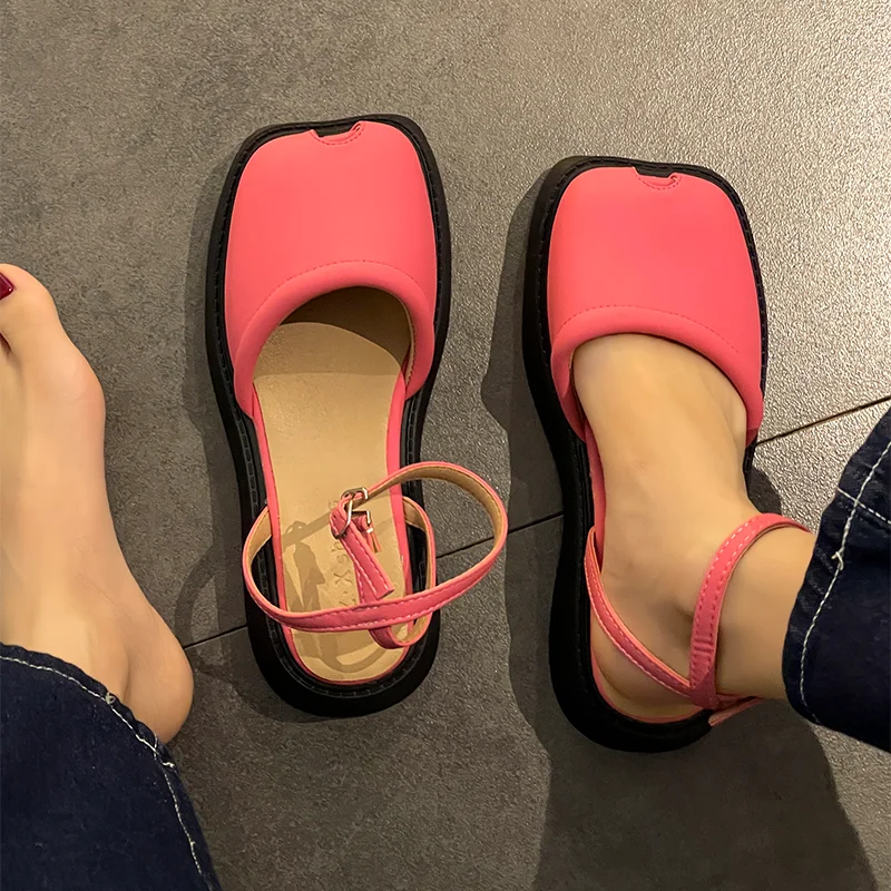 

Square Toe Platform Outdoor Slippers Women 2023 NEW Soft Sole Summer Beach Ladies Casual Slingback Sandals Shoes Open Toe