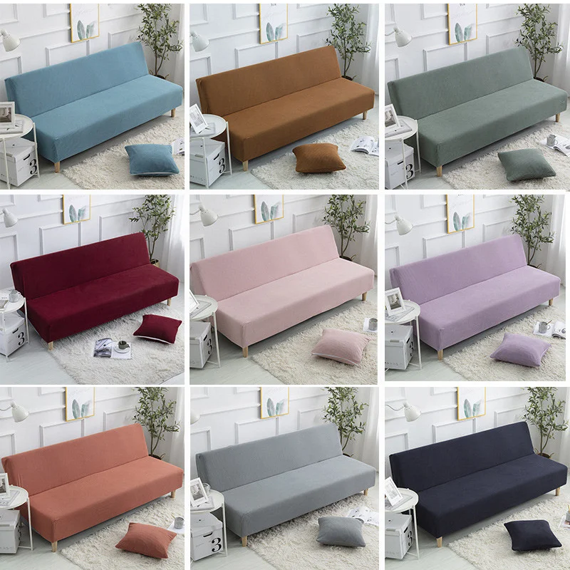 

Solid All-inclusive Armless Stretch Elastic Thicked Sofa Bed Cover Anti-scratch Covers 3 Seater Sofa Covers for Living Room