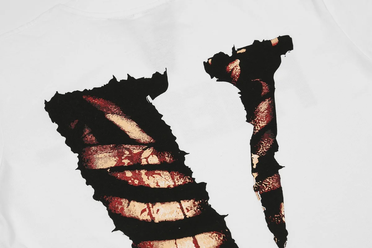 Фото Футболка с коротким рукавом Vlone 22ss Wansheng Demon Punk Street Style, футболка с принтом кровотечения и вискозы, оптовая продажа №5