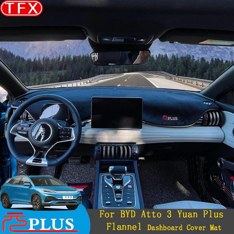 

Фланелевый коврик для приборной панели для BYD Atto 3 Yuan Plus 2022 2023, коврик для приборной панели, аксессуары LHD RHD