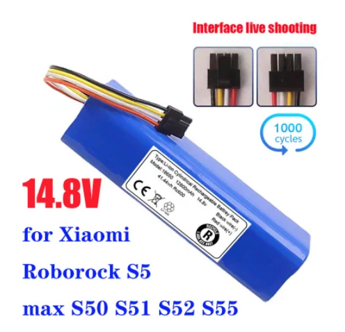 

New.Paquete de batería para Robot aspirador Xiaomi Roborock S5 max, S50, S51, S52, S55, accesorios, 14,8 V, 12800mAh, nuevo