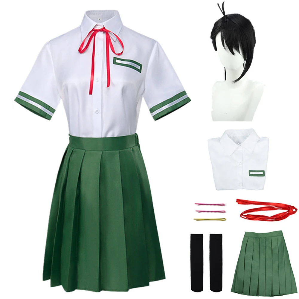 

Anime Suzume No Tojimari Iwado Suzume Cosplay Costume Green Skirt Shirt JK Uniform Dress Suit Halloween Carnival Party
