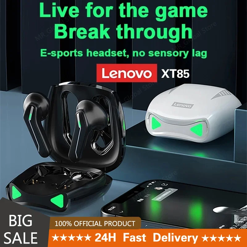

Original Lenovo XT85 True Wireless Earphone TWS Headset Bluetooth5.0 Stereo Headphones AAC Low Latency Gaming Earbuds with Mic