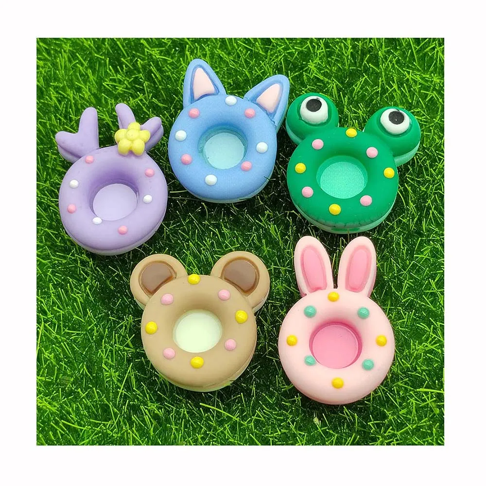 

Кавайные Мультяшные пончики, кабошоны из смолы с плоской задней стороной для украшения телефона, детали «сделай сам», скрапбукинг, банты дл...