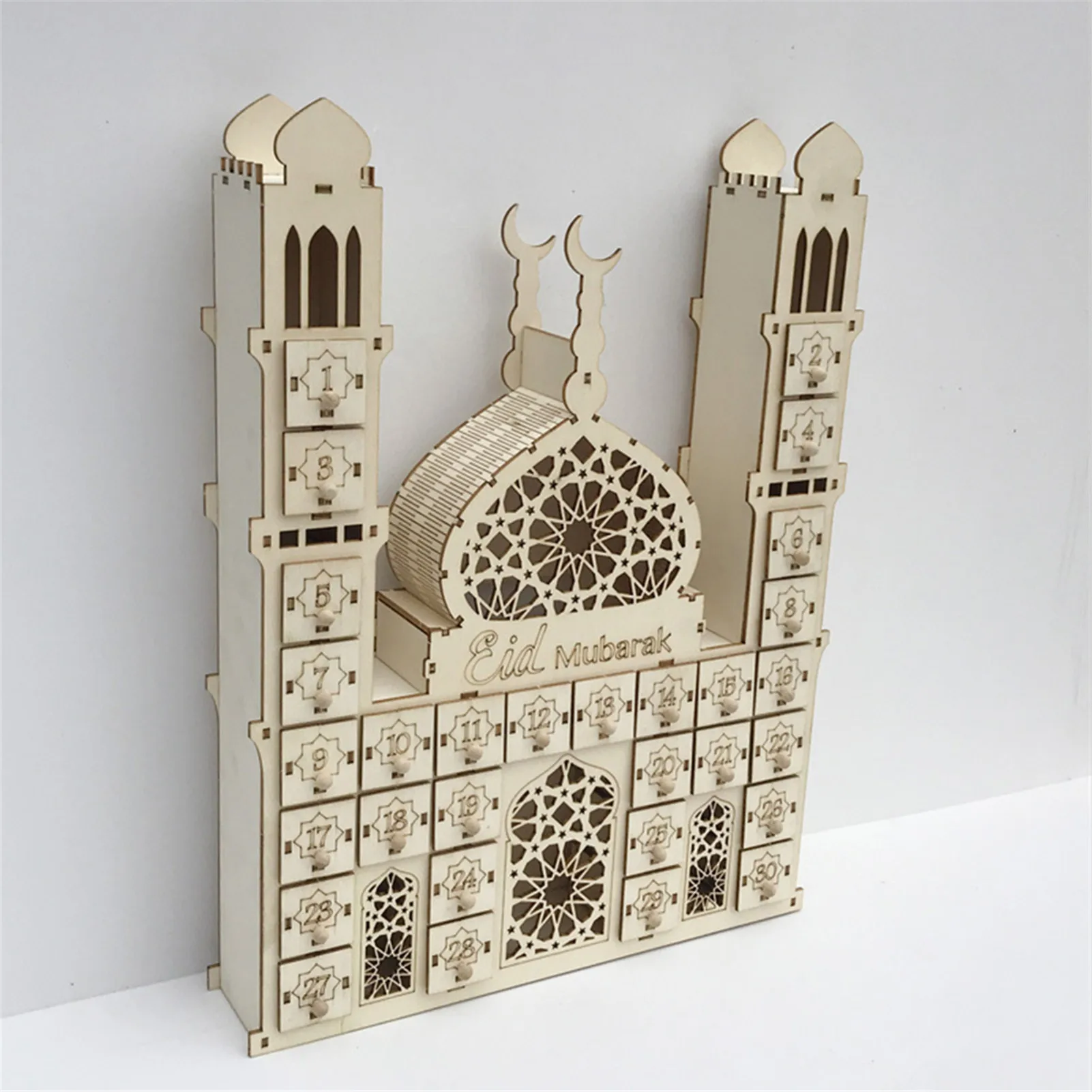

2022 Ramadan Countdown Calendar DIY Eid Mubarak Ornament Wooden Ramadan Calendar Home Party Decoration Craft Ornament