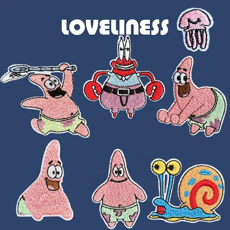 Губка Боб DIY нашивка с вышивкой аниме мультфильм глажка одежды термоклеевые