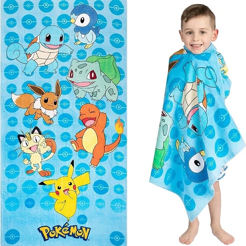 Super Soft Polyester Swimming Towel 50x100 Anime Pikachu Kawaii Washcloth Bathing Spa For Kid Boy Girl