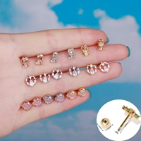 1pc korean fashion stainless steel piercing helix cartilage tragus stud zircon designer earrings for women trend jewelry 2022