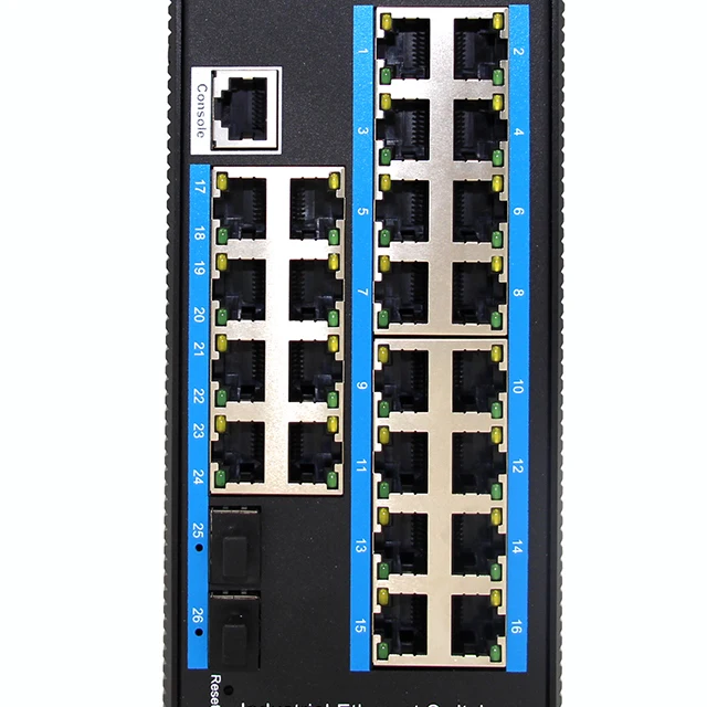 

Hot Sale network management 24-port 10//100/1000BASE-TX+2G SFP Managed POE Industrial Switch
