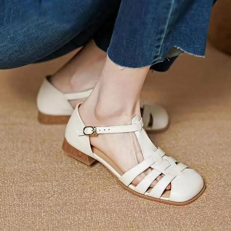 

2022 Summer Women Sandals Round Head Flat Bottom Back Space Females Slippers Fashion Leisure High Quality Cozy Office Lady Shoe
