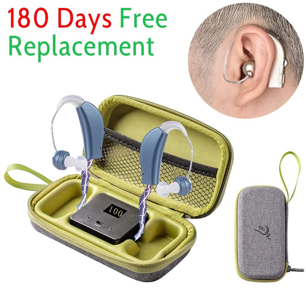 Long Standby Hearing Aid Behind The Ear Sound Amplifier Portable Left and Right Universal Rechargeable Deaf Gift