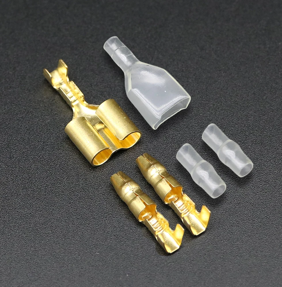 

10/20/50sets 4.0 Double bullet terminal car electrical wire connector diameter 4mm Male + Female 1 : 2 Transparent sheath