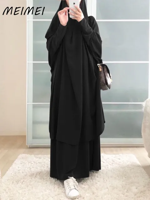 Islamic Prayer Clothes 2 Pieces Set for Women Abaya Muslim Prayer Dress Khimar Niqab Gifts for Her Long Khimar Ramadan Gown 1