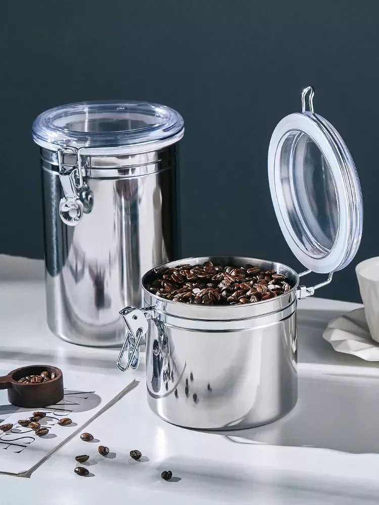 

Stainless Steel Coffee Bean Storage Tank Coffee Powder Sealed Tank Food Storage Containers Fresh-Keeping Tank Cereal Dispenser