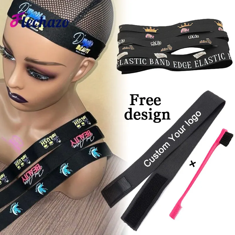 Edge Melt Band for Lace Wigs 2.5-4cm Wide Elastic Band with Custom Logo for Laying Lace Edge Slayer Hair Band and 1pc Edge Brush