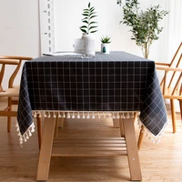 dinning table cover nordic plaid rectanguler decor home dining table clothes with tassel overlays coffee table manteles