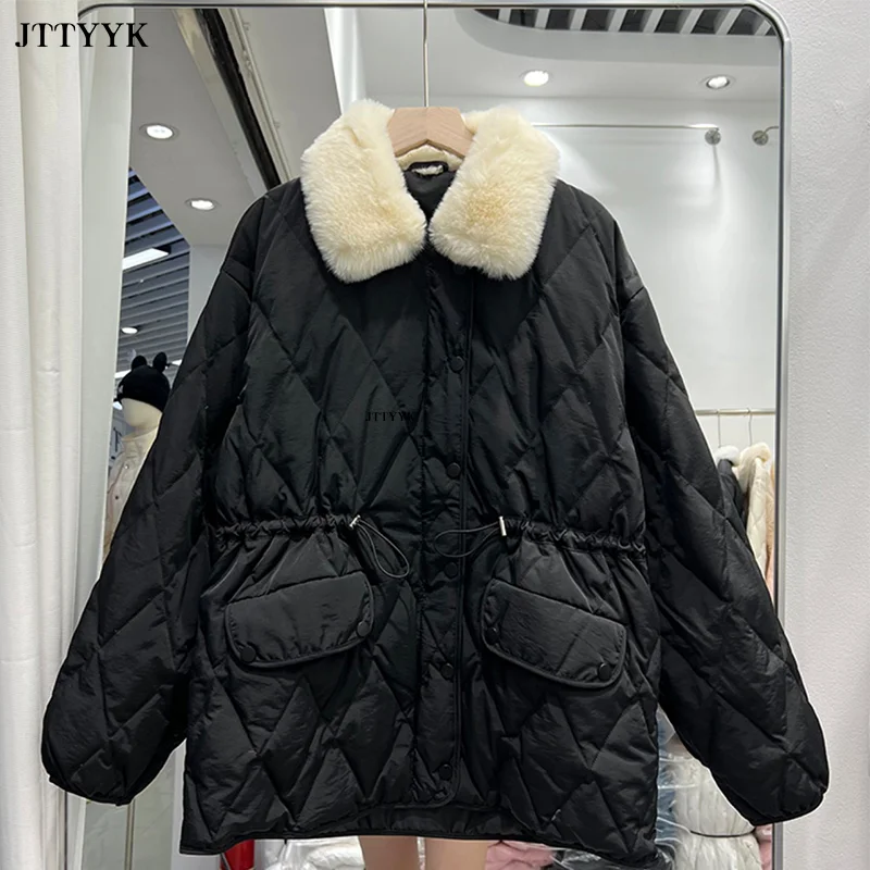 

Autumn Winter Women's Down Jacket 2022 New Natural Fur Loose White Duck Down Coat Female Outwear Medium Length Feather Parkas