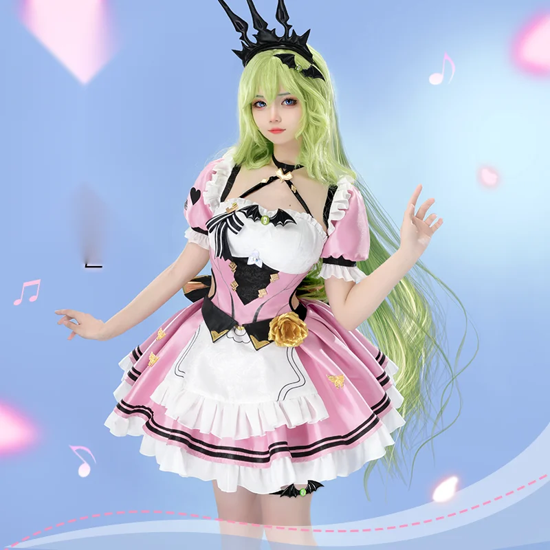 

Anime Cosplay Game Honkai Impact 3rd Mobius Pink Miss Theme Dress Girl Lolita Skirt Headdress Comic Con Halloween Costumes Suit