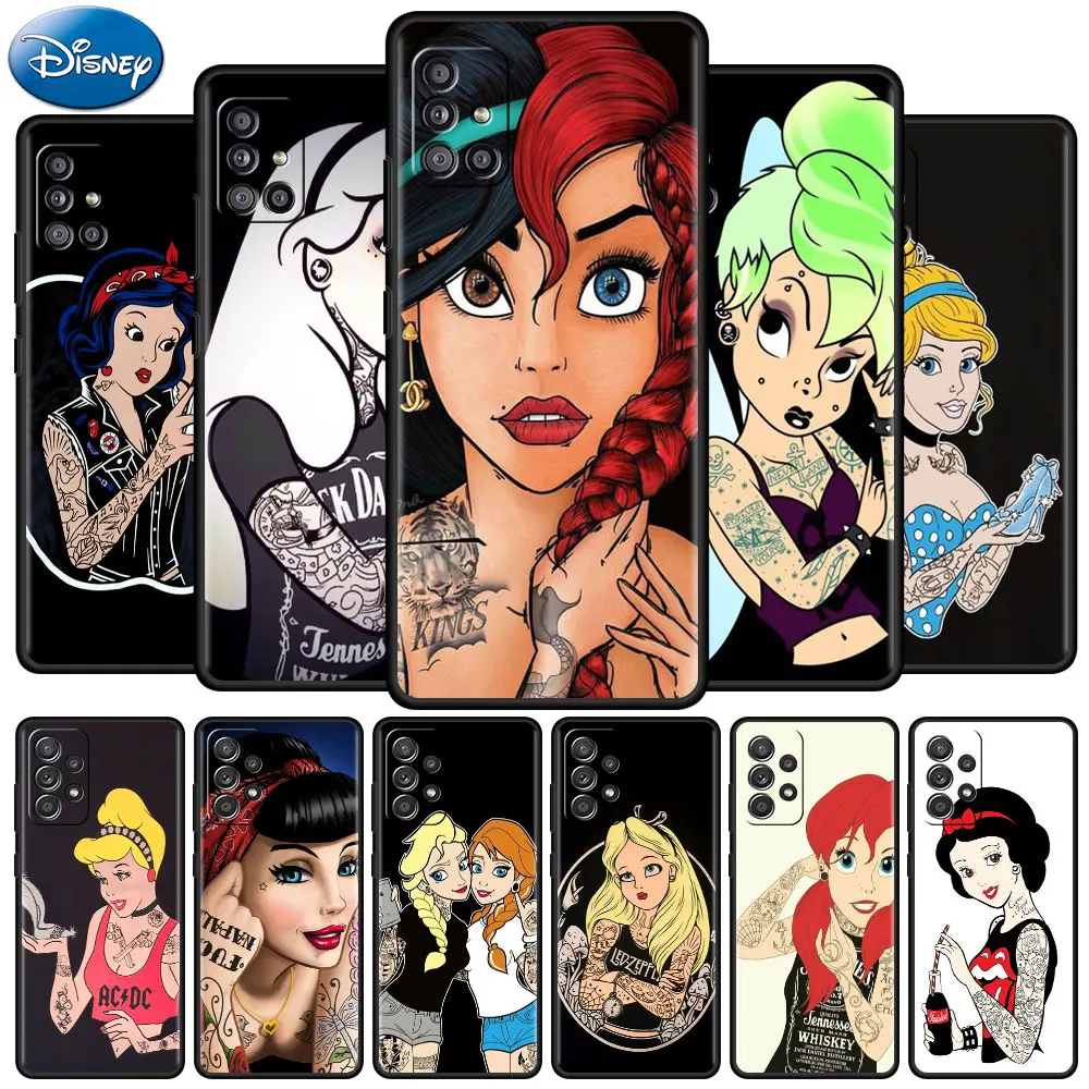 

Cute Tattoo Girl Princess Case For Samsung Galaxy A52 A51 A12 A21s A32 A71 A02s A31 A72 A22 A11 A41 Black Capa Soft Phone Cover