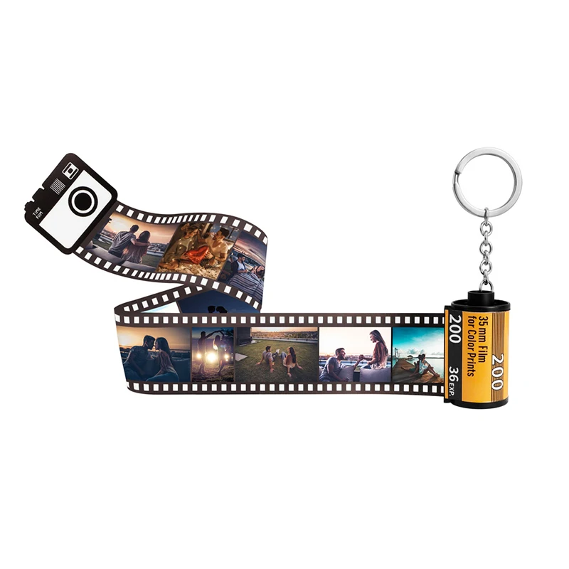 5Pcs/10Pcs/15Pcs Photos Film Roll keychain Couple Gifts DIY Photo Text Albums Keyrings Custom Valentine's Day Lover Present
