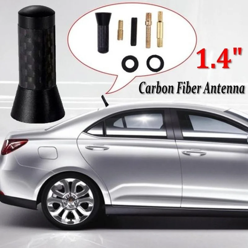 

Universal 3.5cm Car Roof Antenna Enhanced Signal Fm Audio Car Styling Carbon Fiber Screw Metal Short Aerial Set Car Accessories