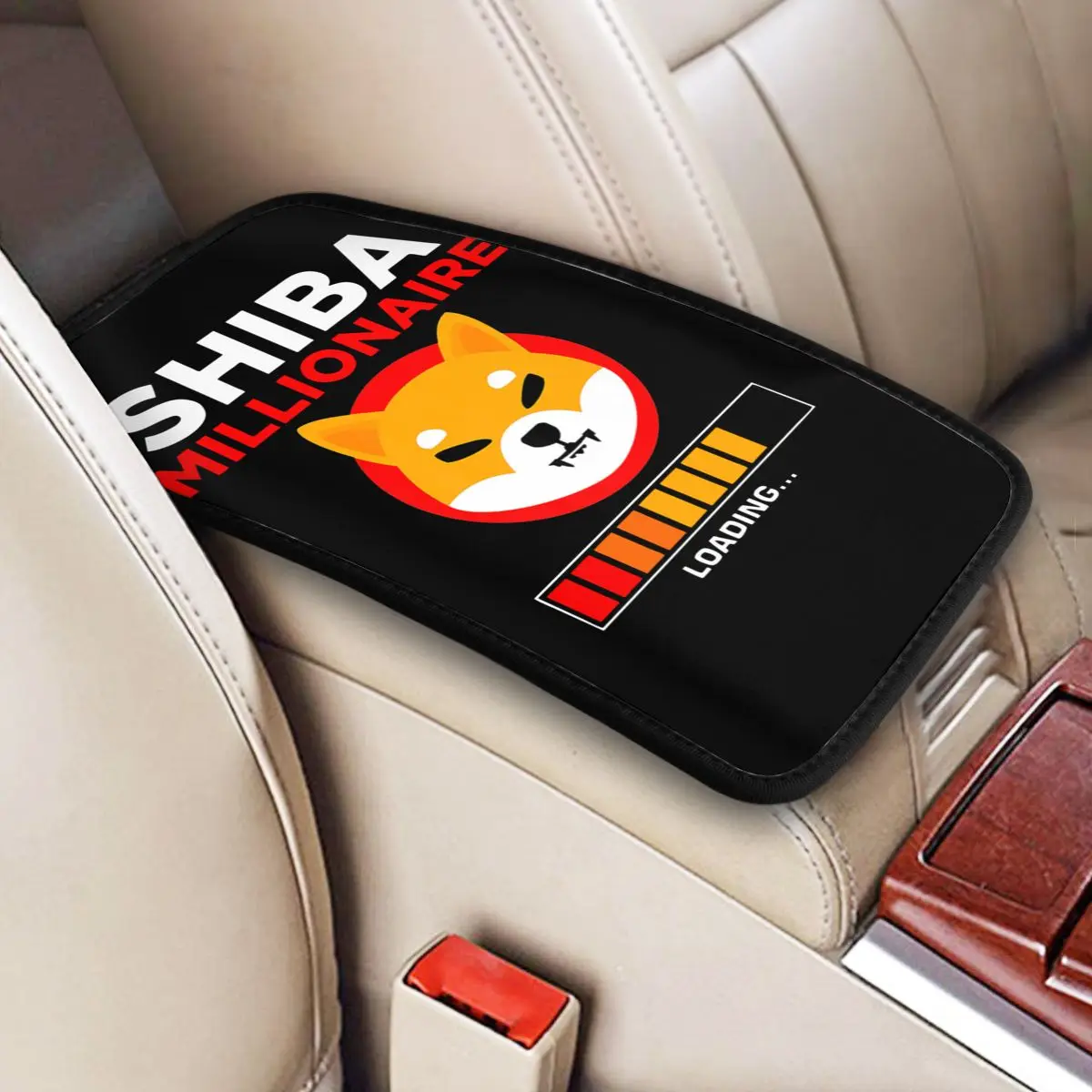 

Car Armrest Cover Mat Shiba Inu Coin Token Shib HODL Crypto Center Handle Box Pad Cushion SHIB Millionaire Loading Auto Interior