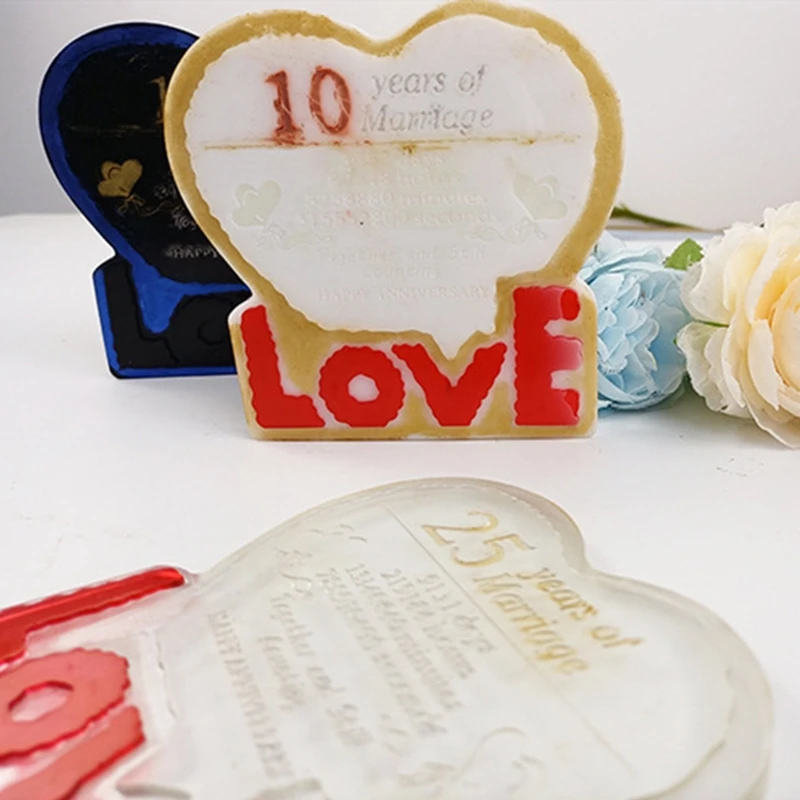 

N58F Silicone Mold for Love Heart Shape Resin Epoxy Casting Mold DIY Wedding Anniversary Gifts Home Tabletop Ornament Craft