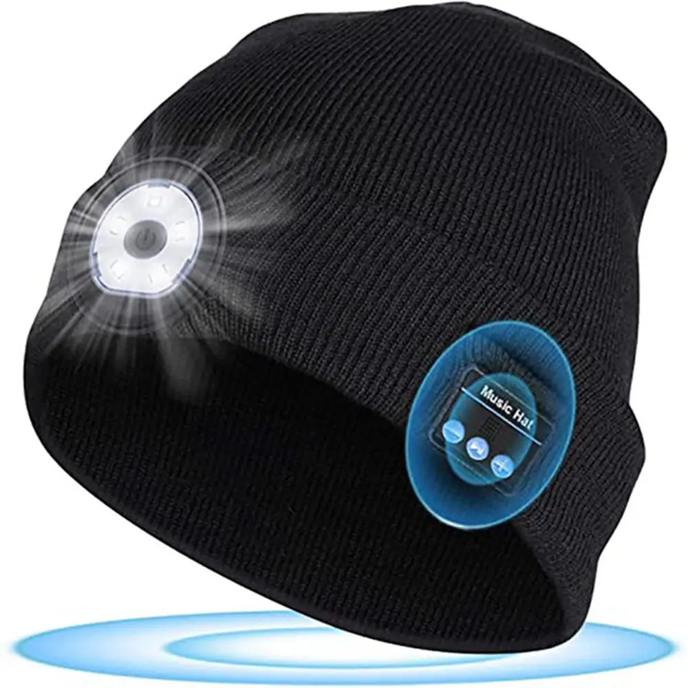 

Wireless Cap Music Bluetooth 5.0 Hat Headphone Beanie With LED Light HD Stereo Speakers Handfree Headset Headphone Call MIC