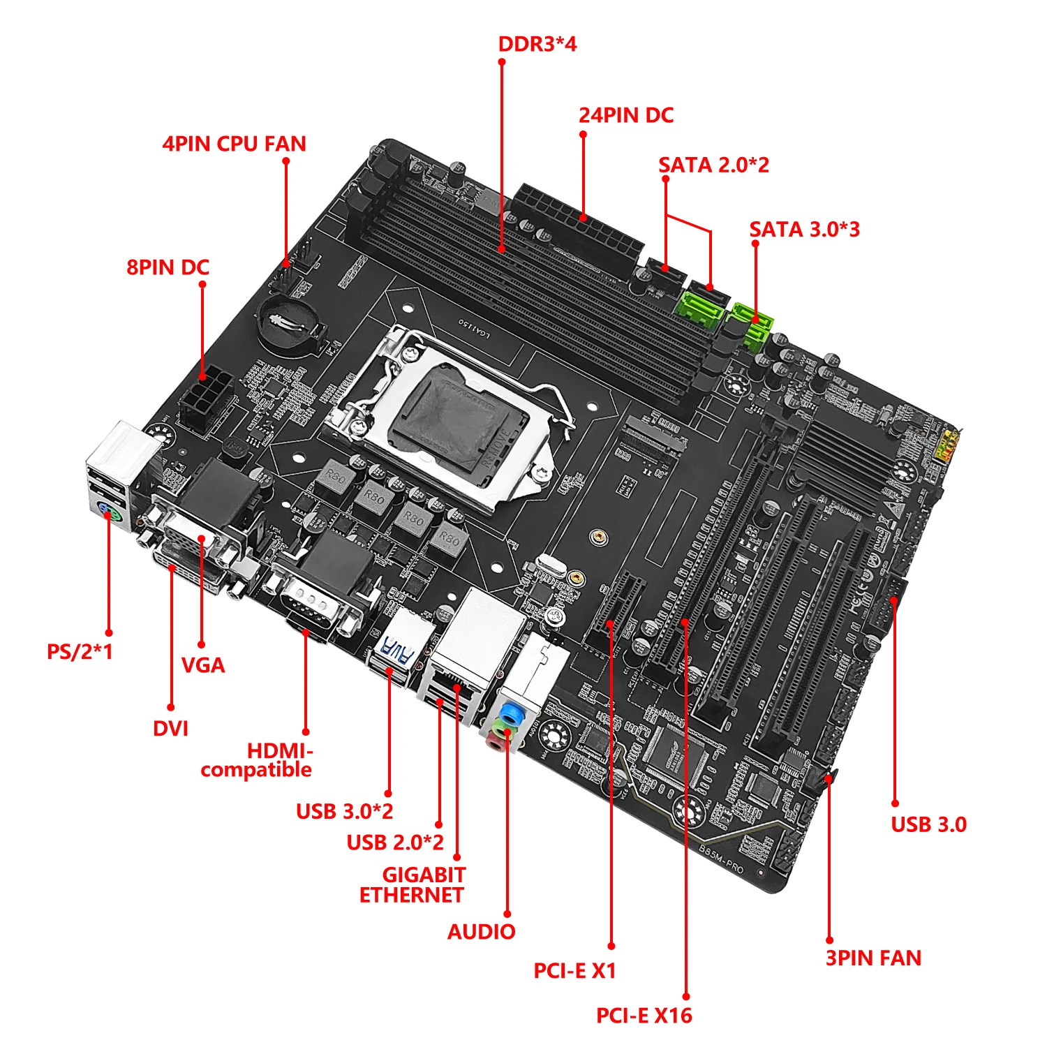 MACHINIST B85M PRO Материнская плата LGA1150 поддержка процессора Intel i3 i5 i7 DDR3 Память ОЗУ для