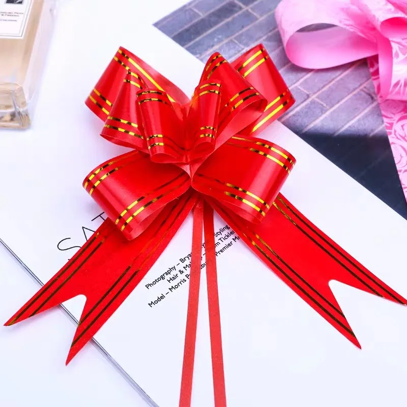 

10pcs Solid Color Pull Bow Ribbon Christmas Gifts Packing Flower Bow Bowknot Natal Noel Navidad Bows for Craft Wedding Car Decor