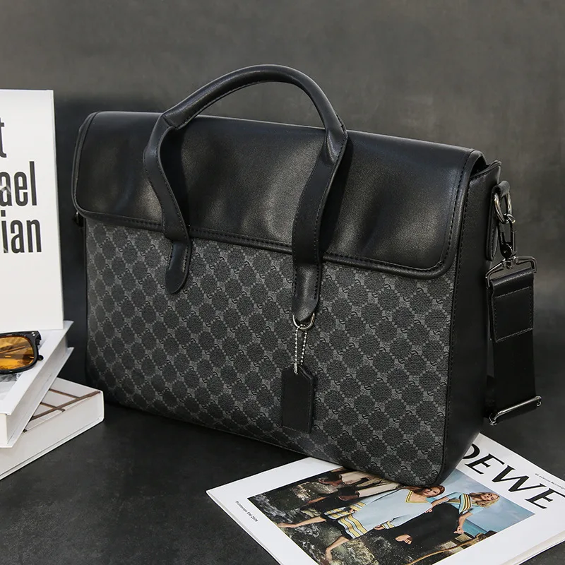 Designer 13 inch Laptop Briefcase Business Handbag for Men Large Capacity Men's Leather Fashion Shoulder Bag Luxury Brand